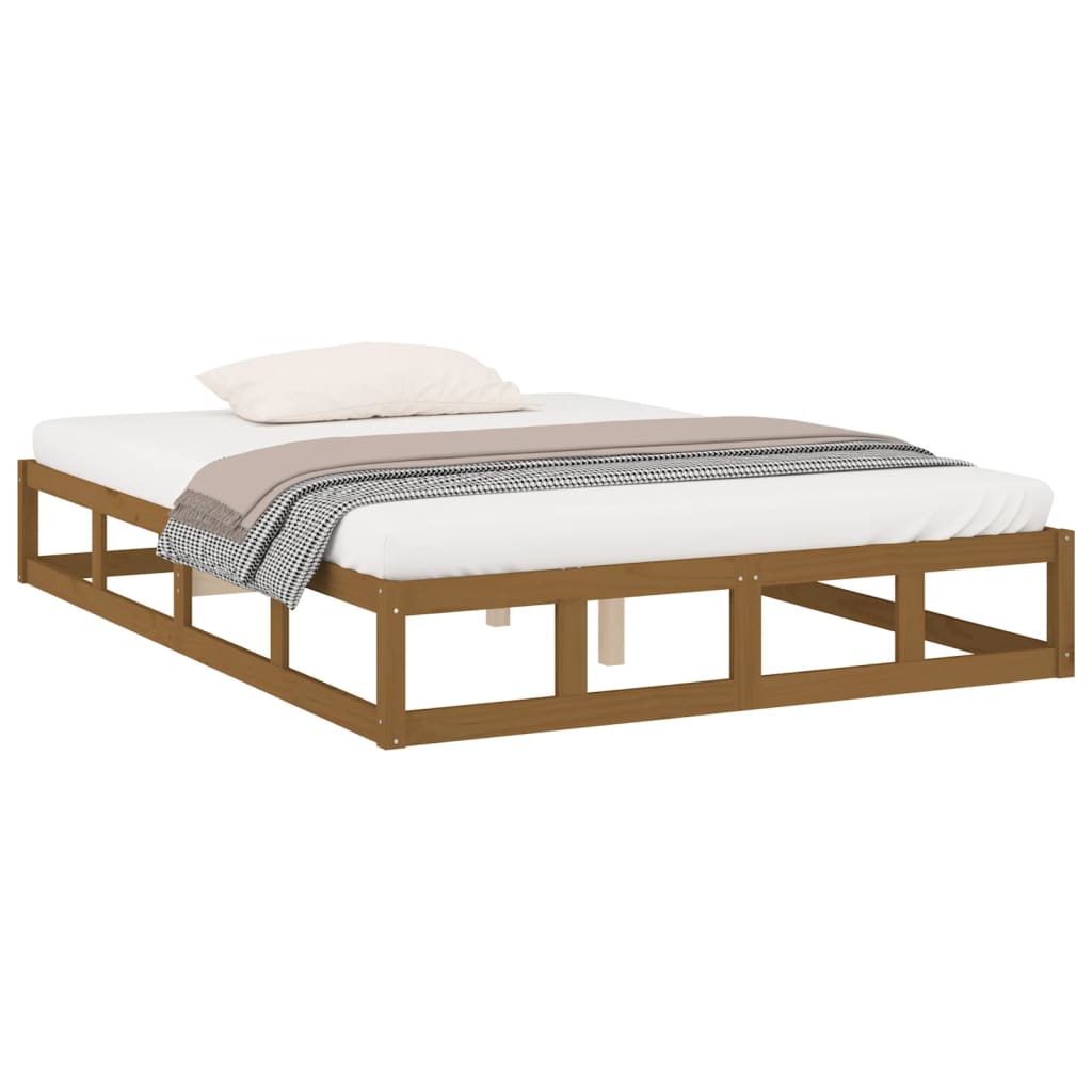 sengeramme 150x200 cm King Size massivt træ gyldenbrun