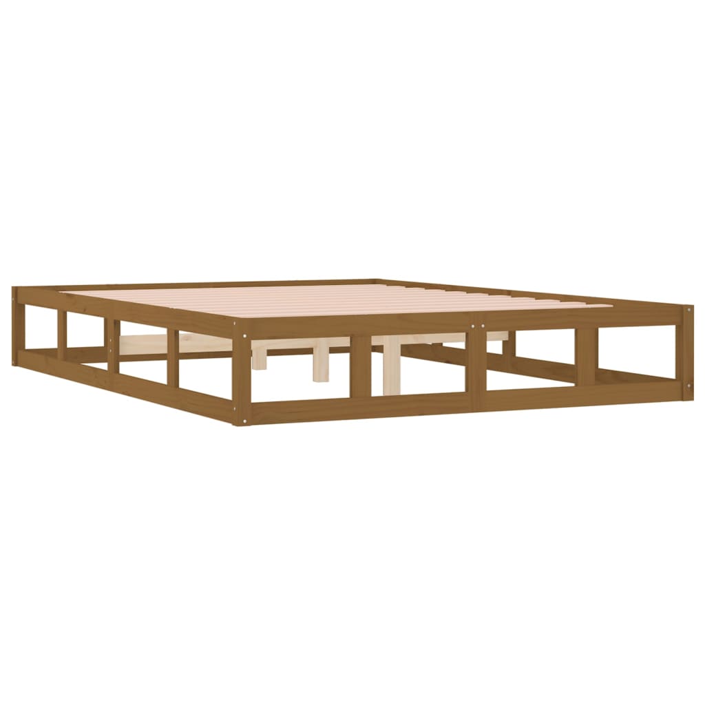 sengeramme 150x200 cm King Size massivt træ gyldenbrun