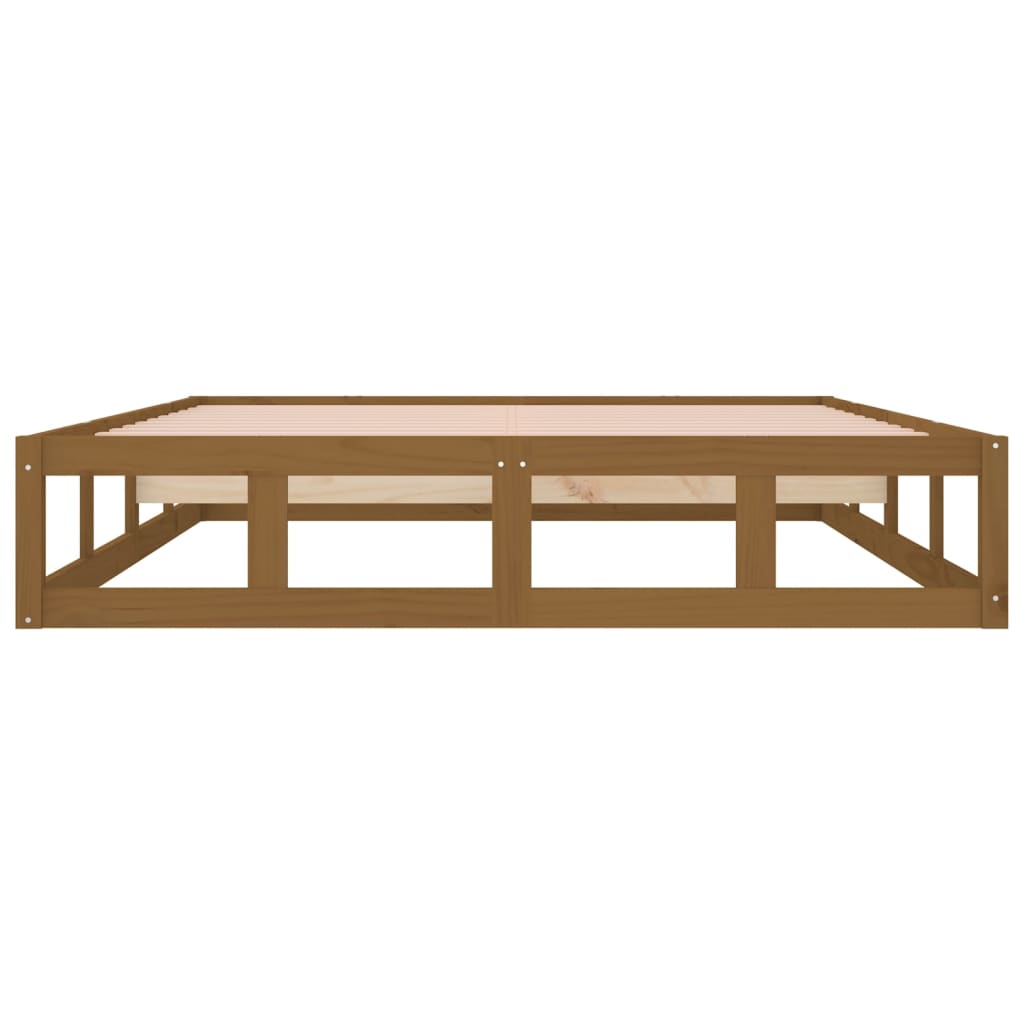 sengeramme 150x200 cm King Size massivt træ gyldenbrun