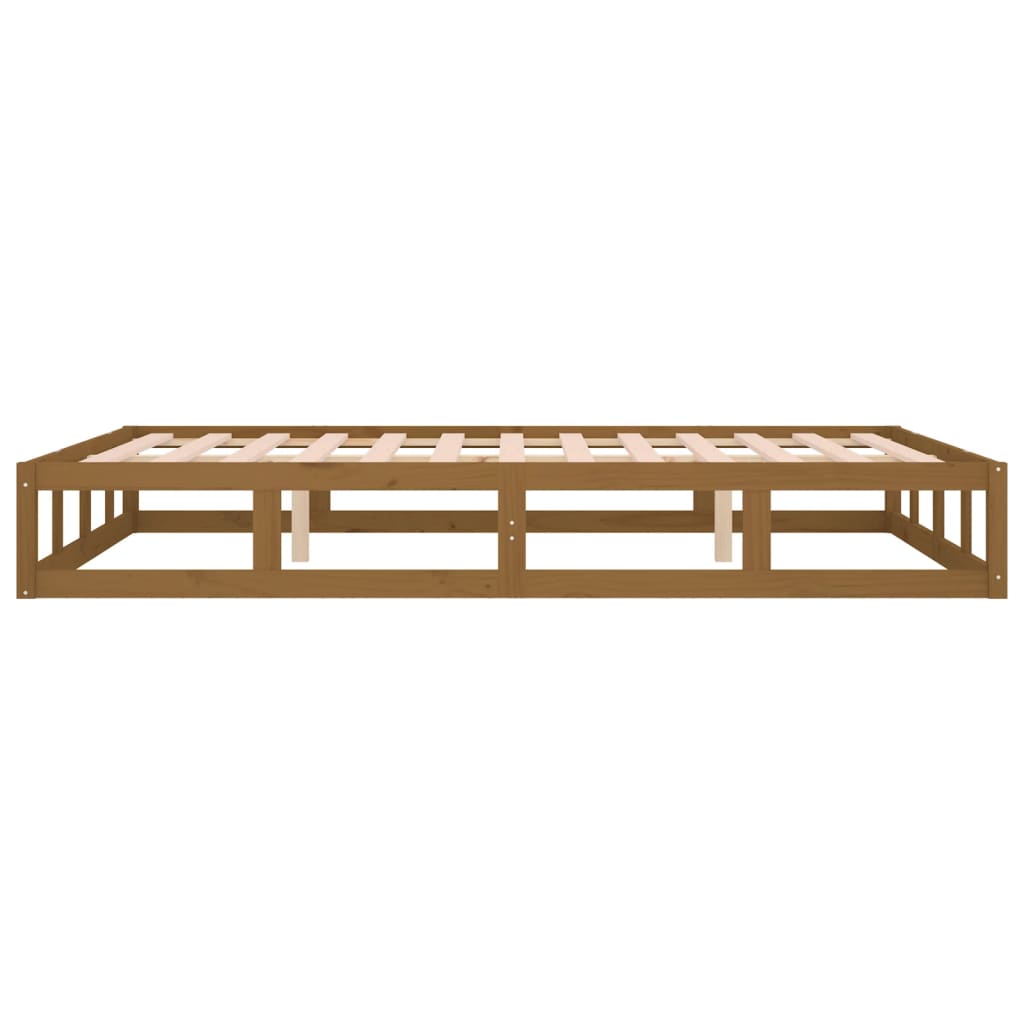 sengeramme 150x200 cm King Size massivt træ gyldenbrun