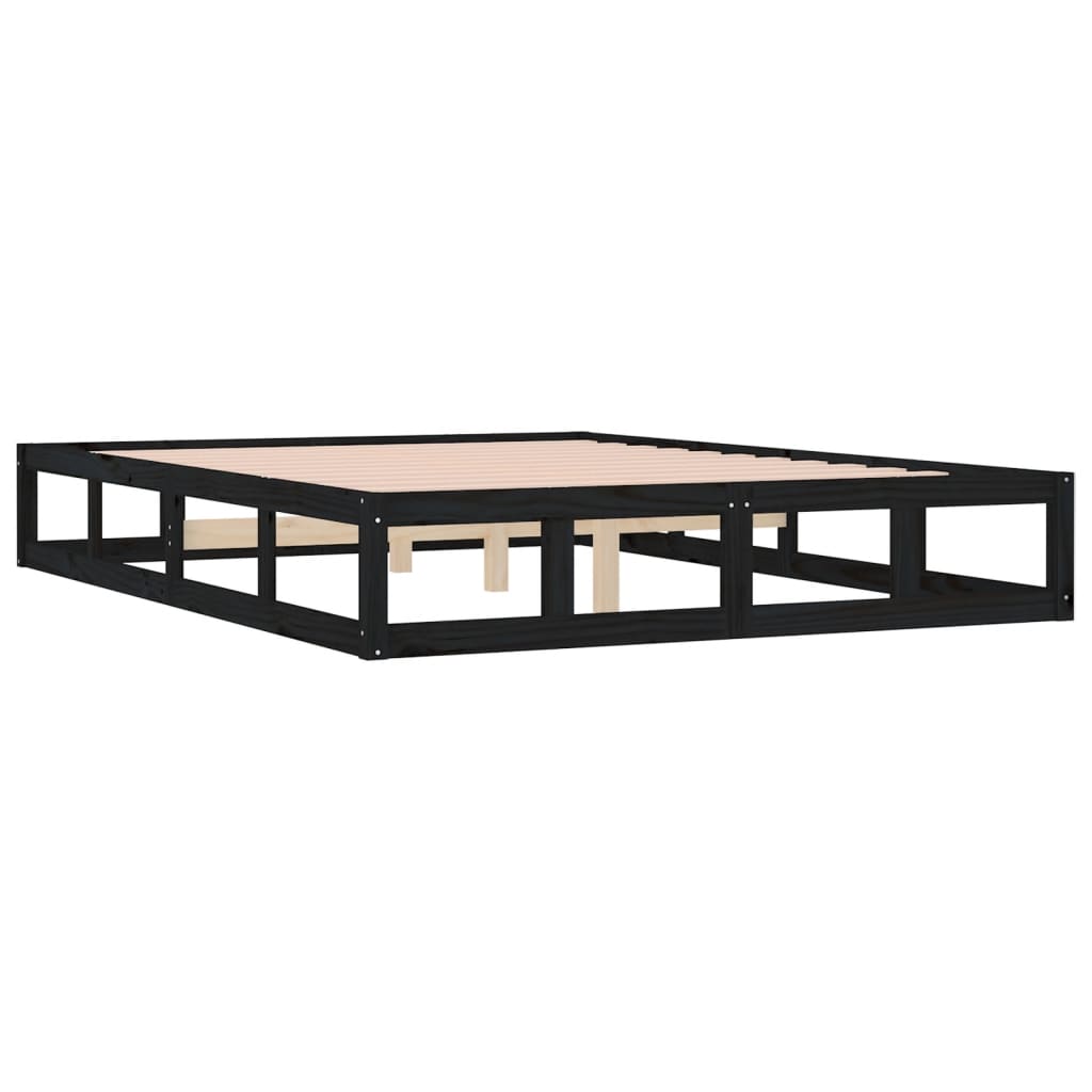 sengeramme 200x200 cm massivt træ sort