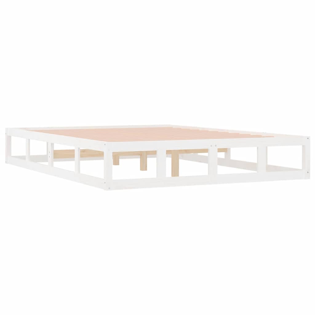sengeramme 135x190 cm dobbelt massivt træ hvid