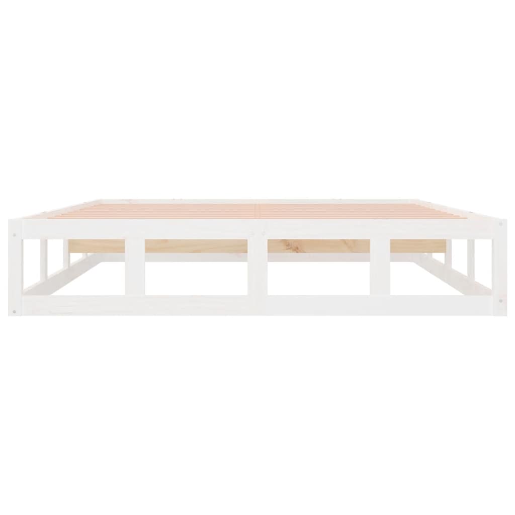 sengeramme 135x190 cm dobbelt massivt træ hvid