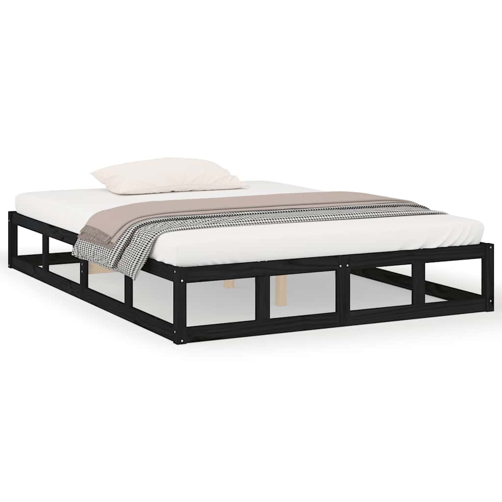 sengeramme 140x190 cm massivt træ sort