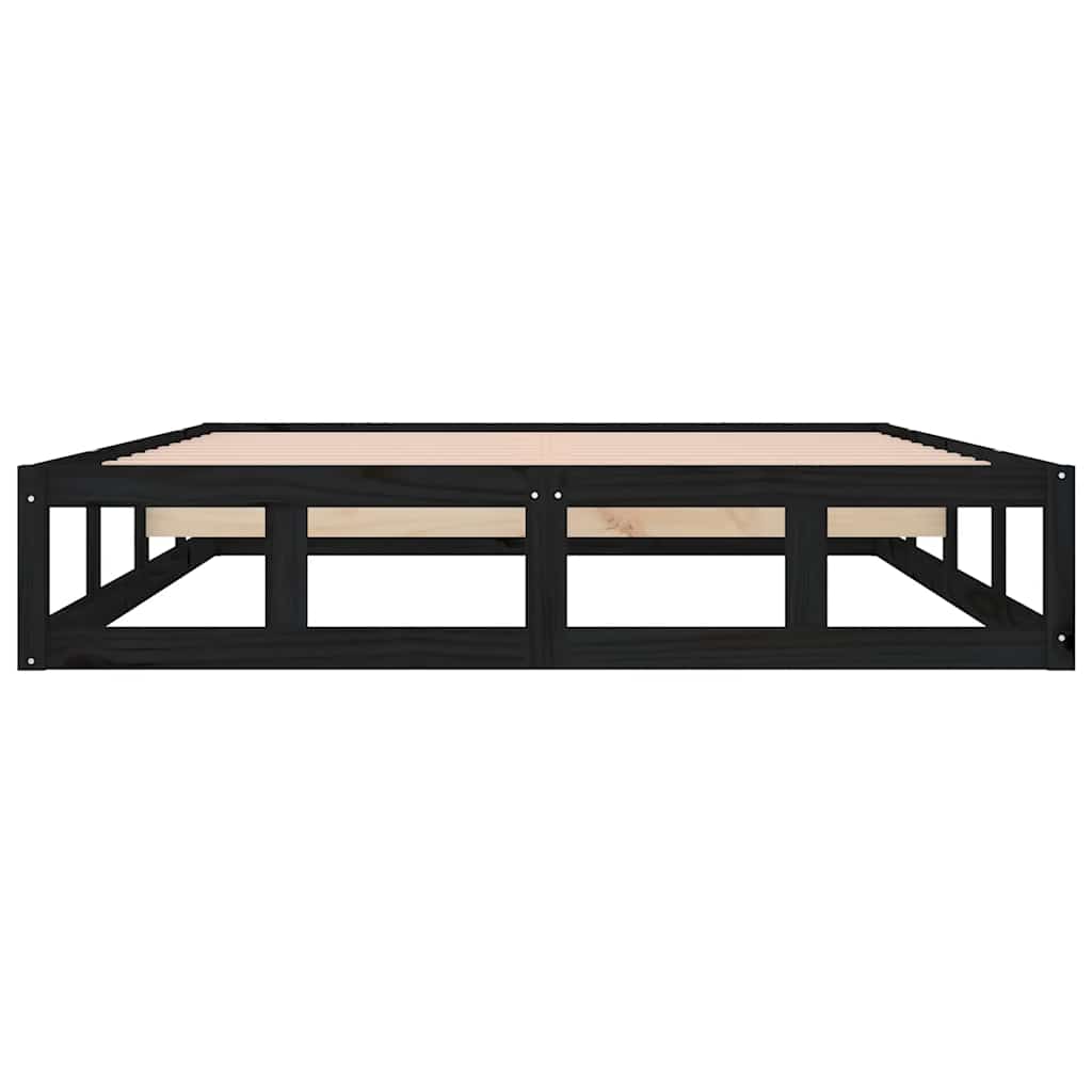 sengeramme 140x190 cm massivt træ sort