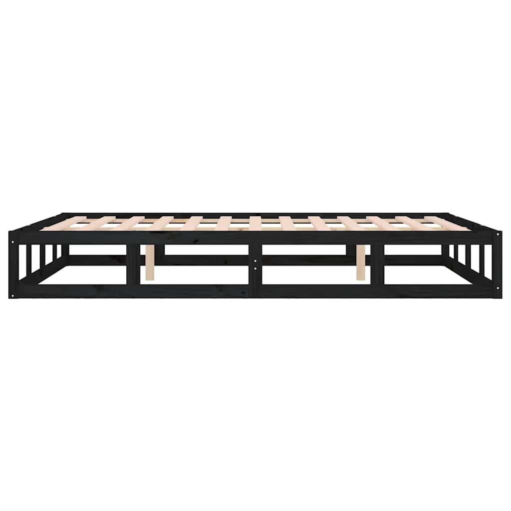 sengeramme 140x190 cm massivt træ sort