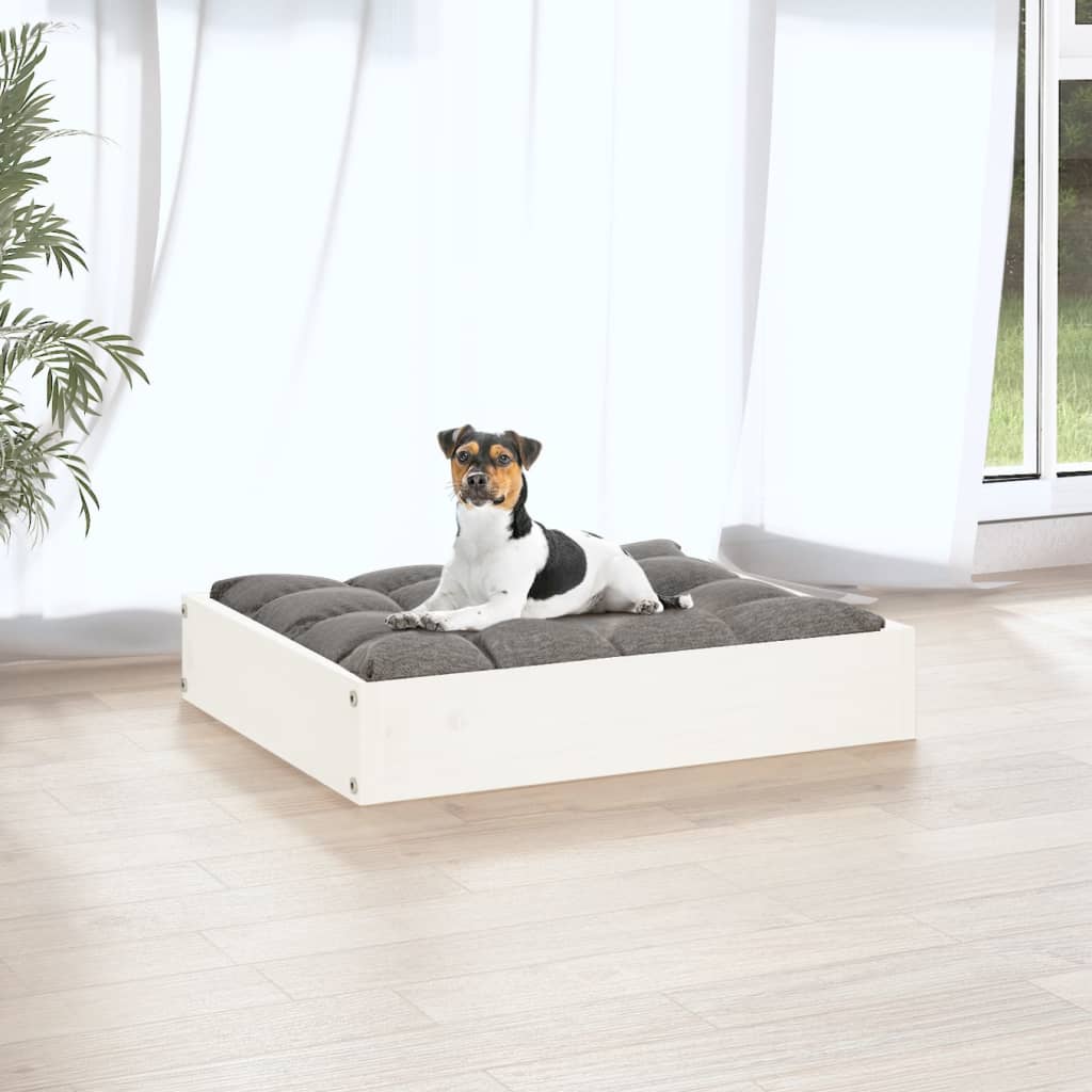 hundeseng 51,5x44x9 cm massivt fyrretræ hvid