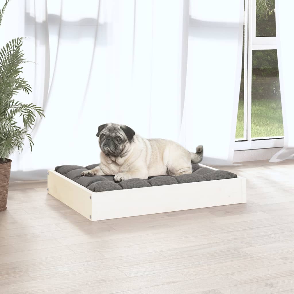 hundeseng 61,5x49x9 cm massivt fyrretræ hvid