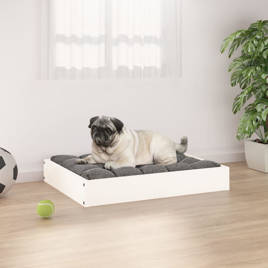 hundeseng 61,5x49x9 cm massivt fyrretræ hvid