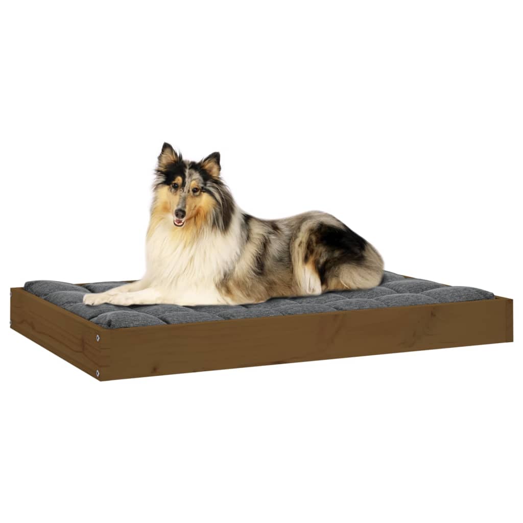 hundeseng 91,5x64x9 cm massivt fyrretræ gyldenbrun