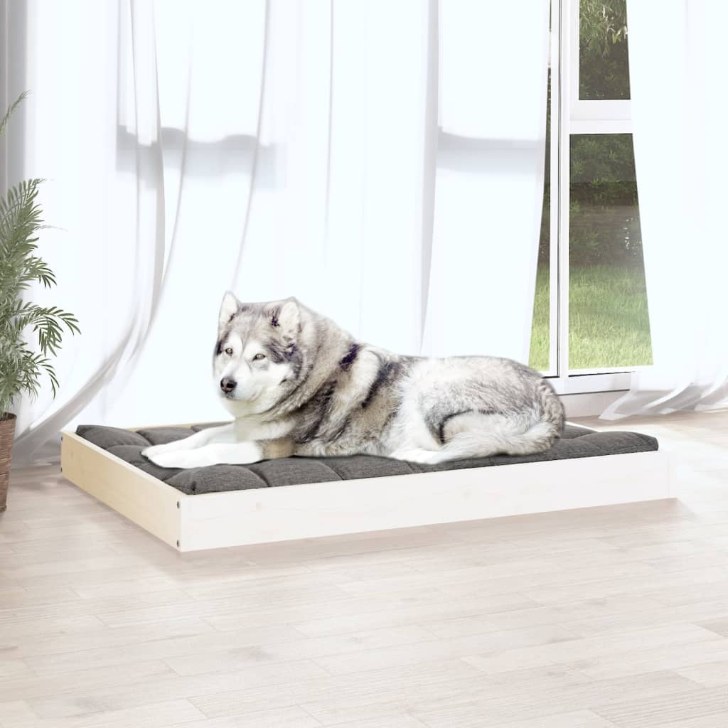 hundeseng 101,5x74x9 cm massivt fyrretræ hvid