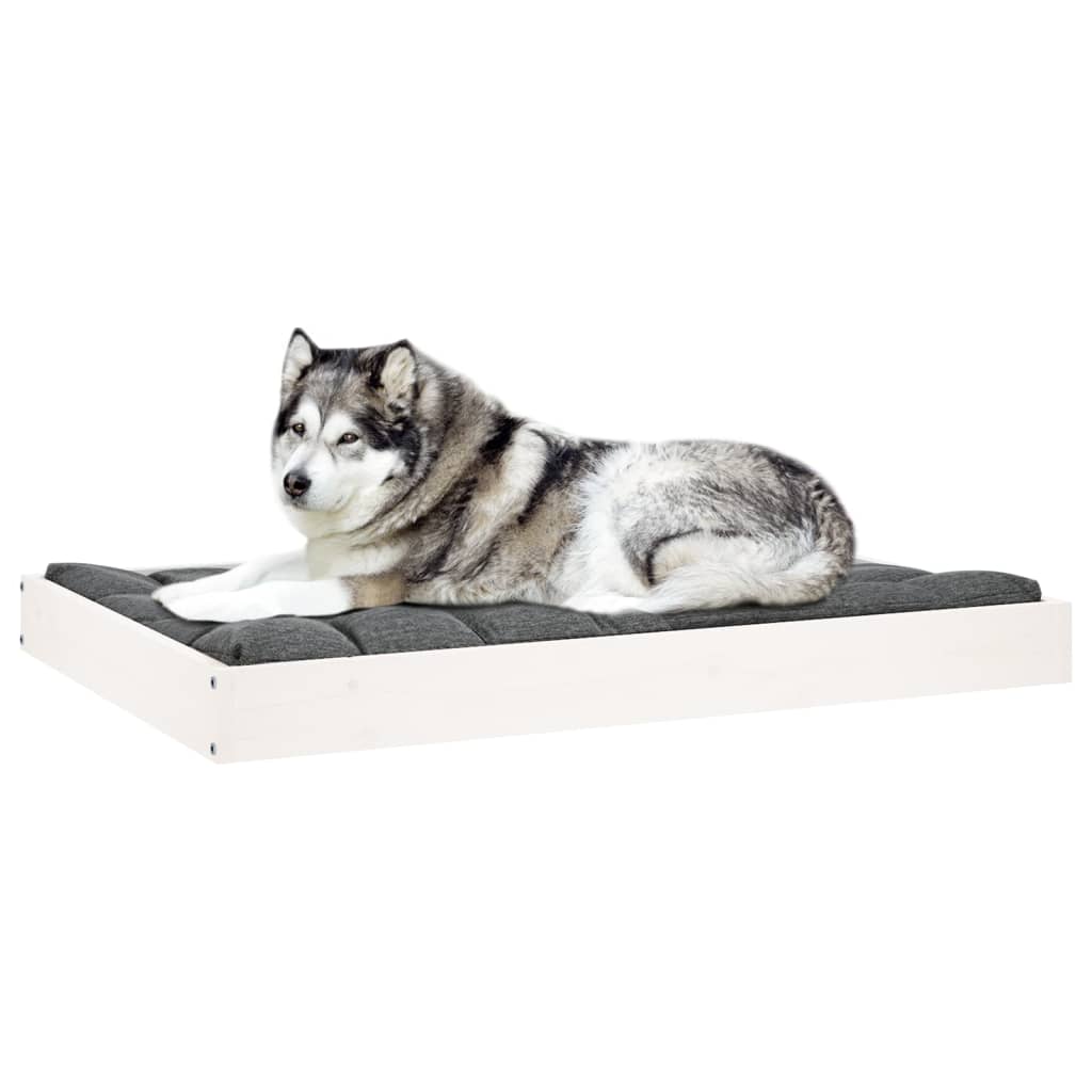 hundeseng 101,5x74x9 cm massivt fyrretræ hvid