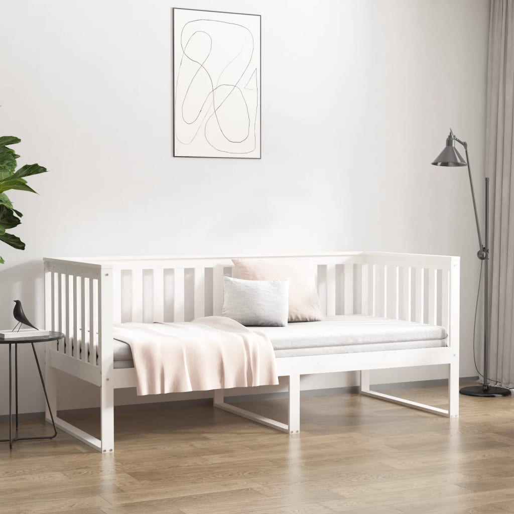 daybed uden madras 90x200 cm massivt fyrretræ hvid