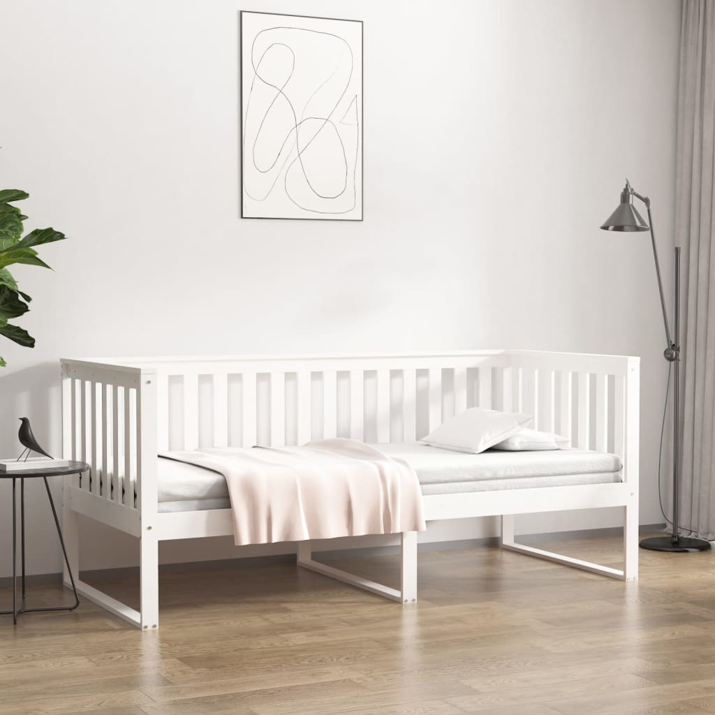 daybed uden madras 90x200 cm massivt fyrretræ hvid