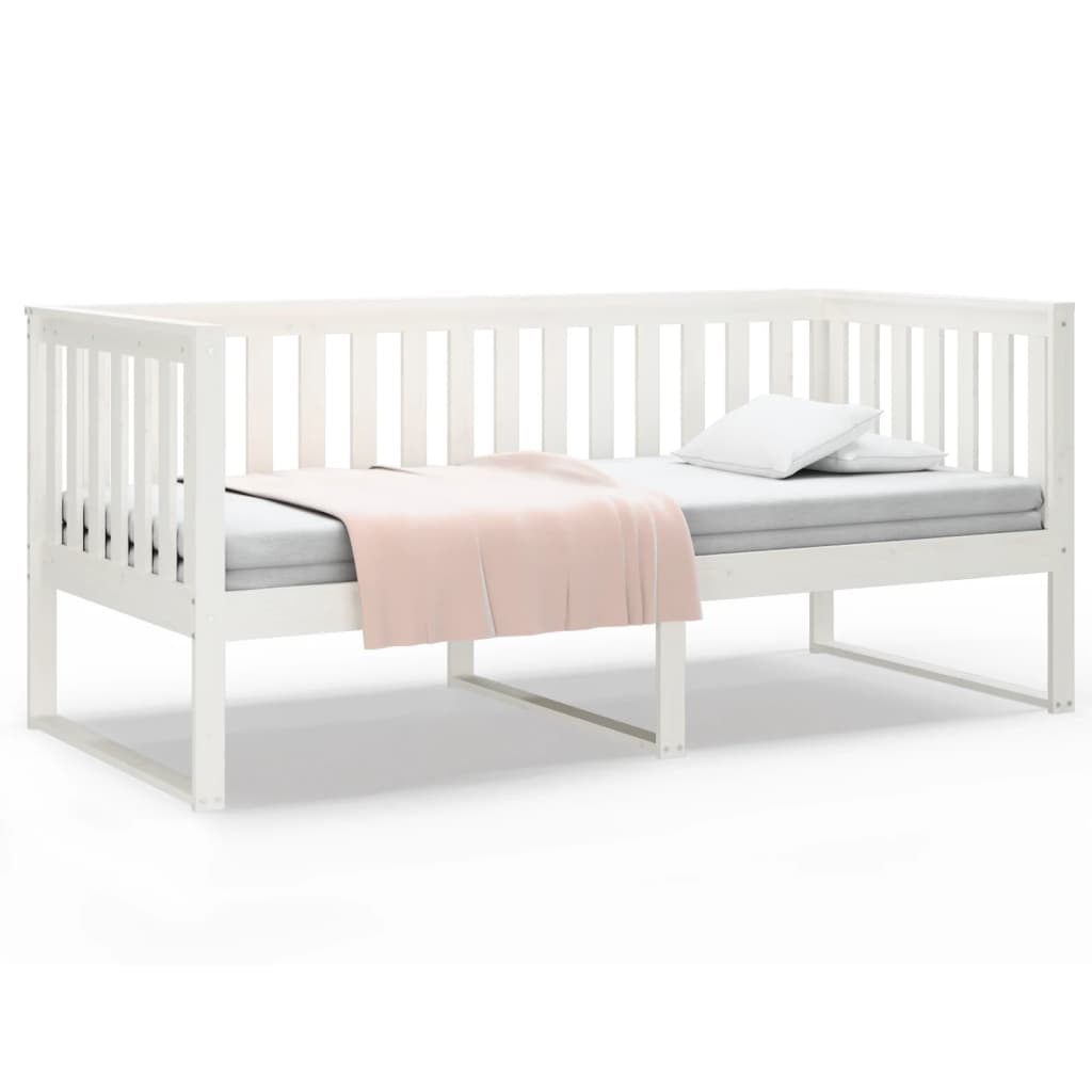 daybed med reol uden madras 100x200 cm massivt fyrretræ hvid