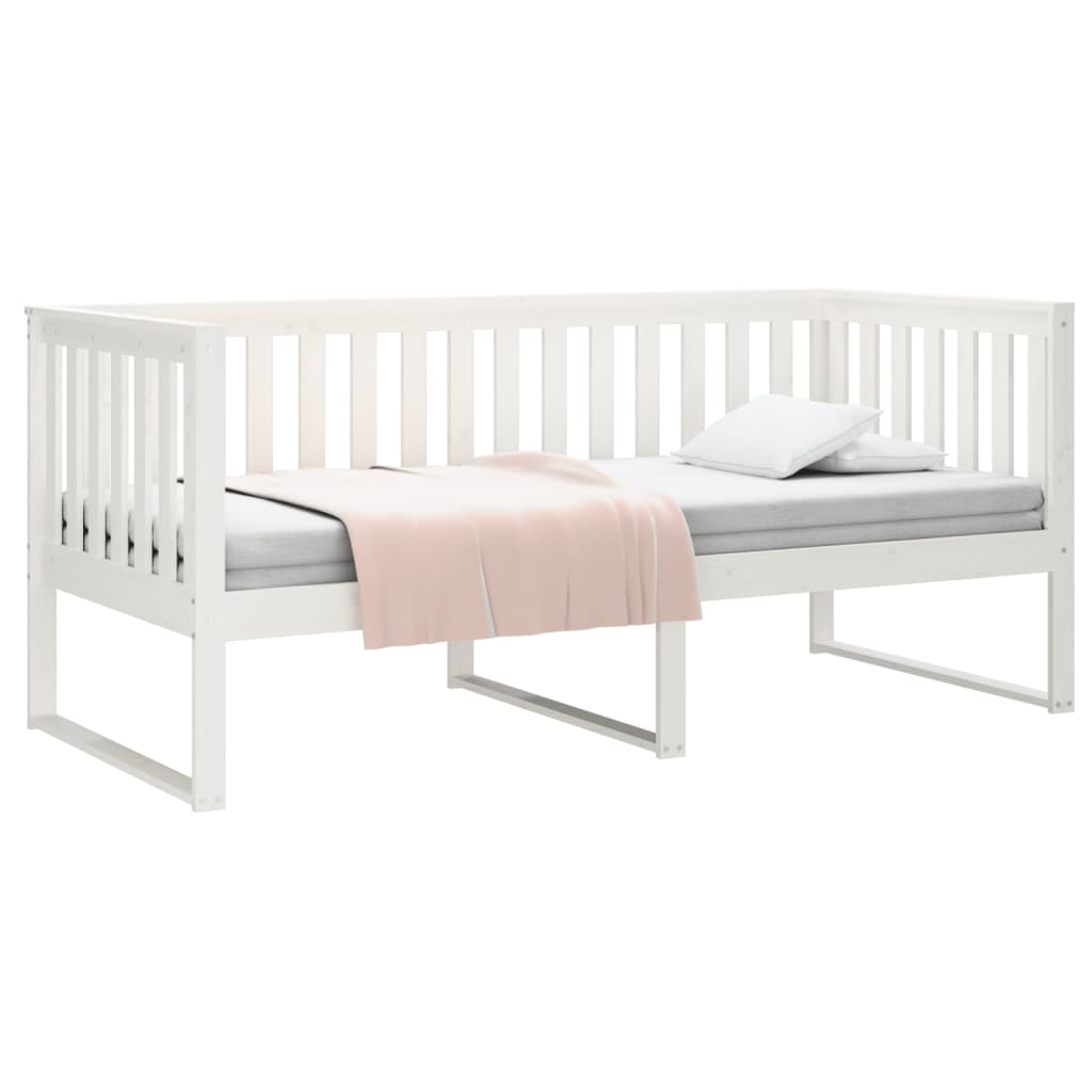 daybed med reol uden madras 100x200 cm massivt fyrretræ hvid