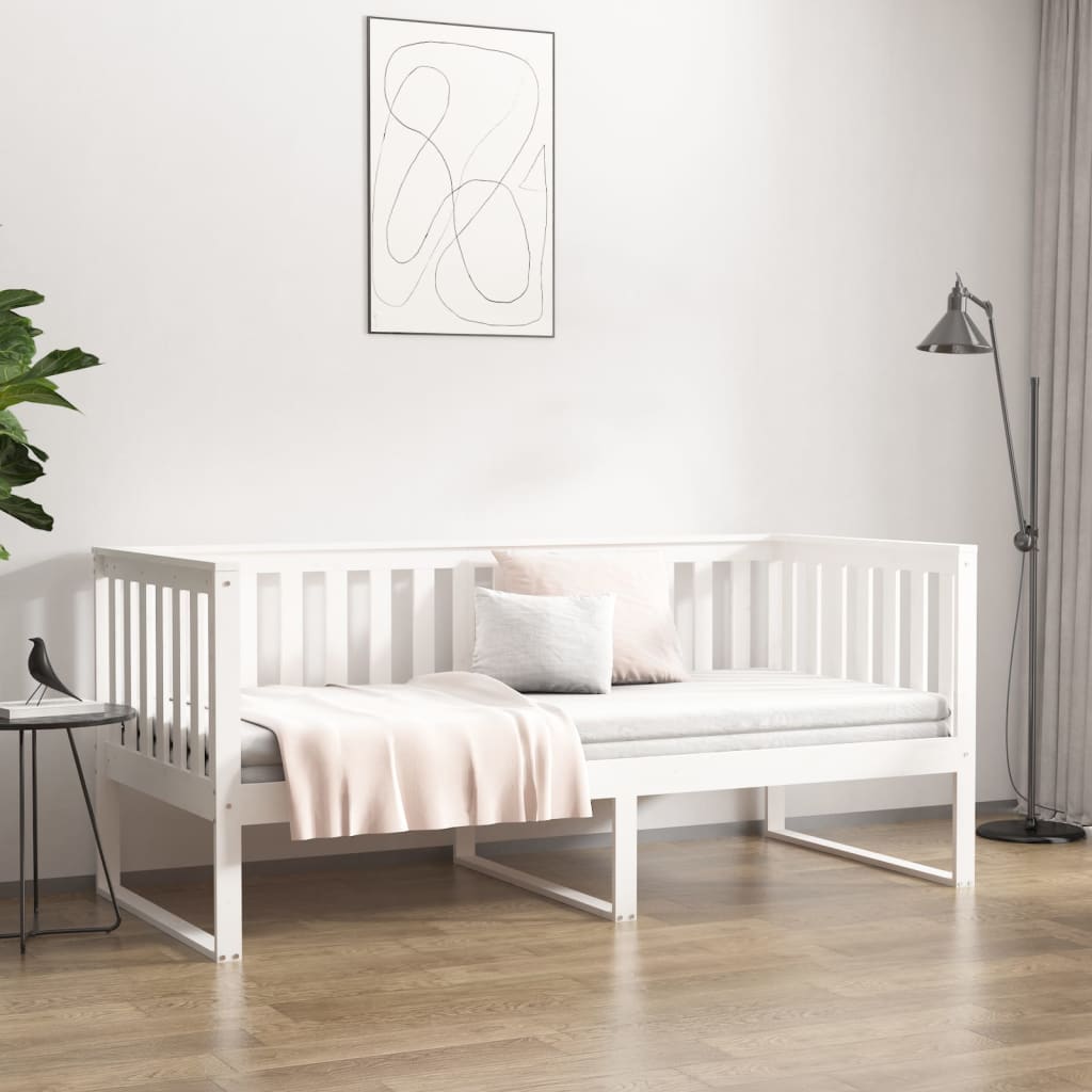 daybed med reol uden madras 100x200 cm massivt fyrretræ hvid