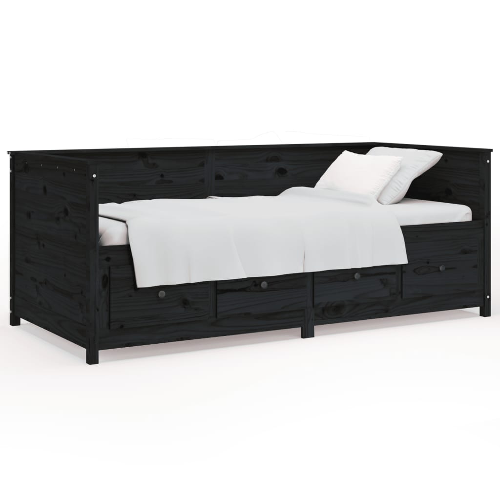 daybed 90x200 cm massivt fyrretræ sort