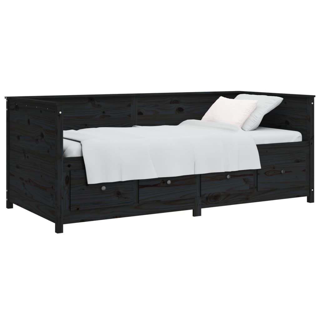 daybed 90x200 cm massivt fyrretræ sort