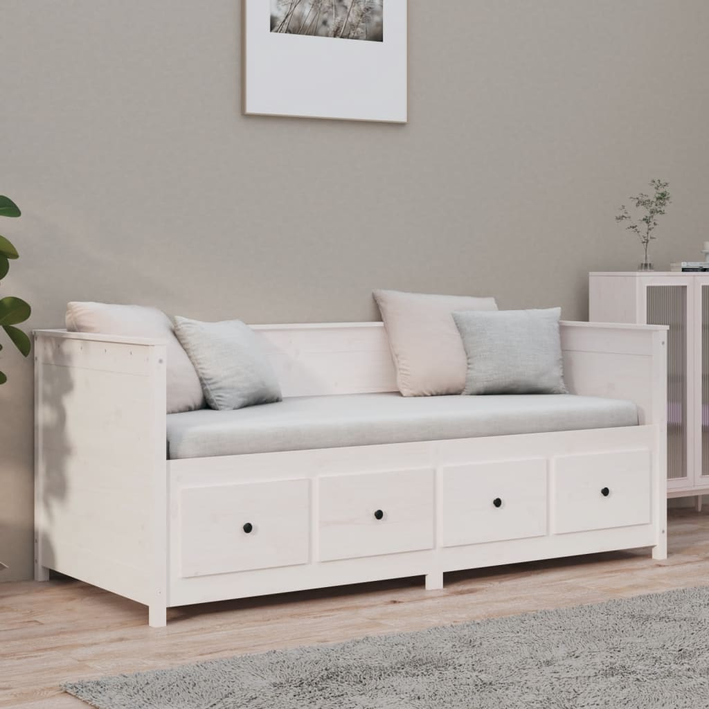 daybed uden madras 90x190 cm massivt fyrretræ hvid