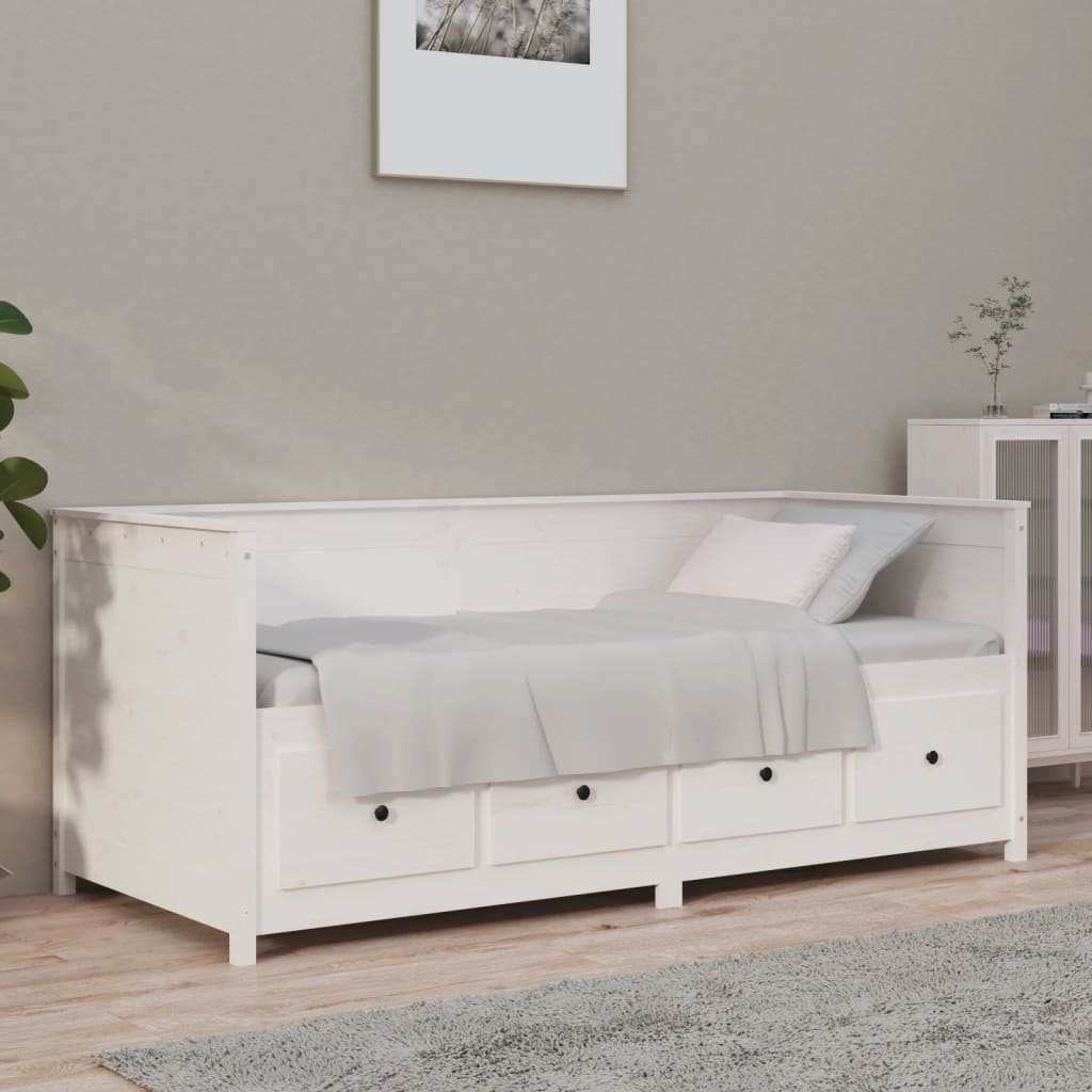 daybed uden madras 90x190 cm massivt fyrretræ hvid