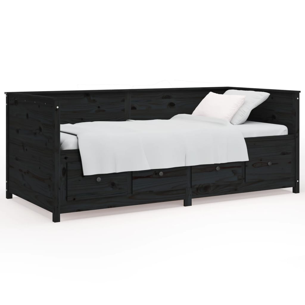 daybed 90x190 cm massivt fyrretræ sort