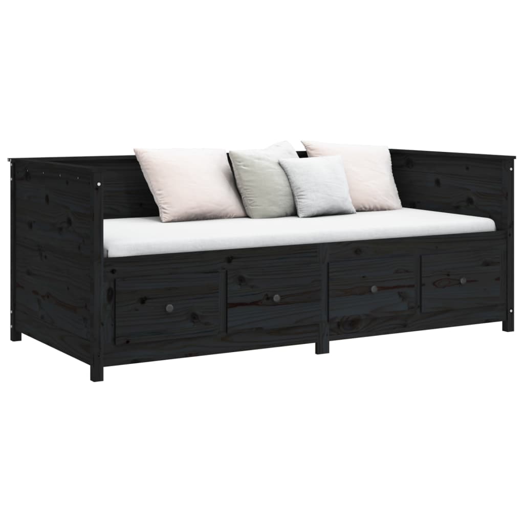 daybed 90x190 cm massivt fyrretræ sort