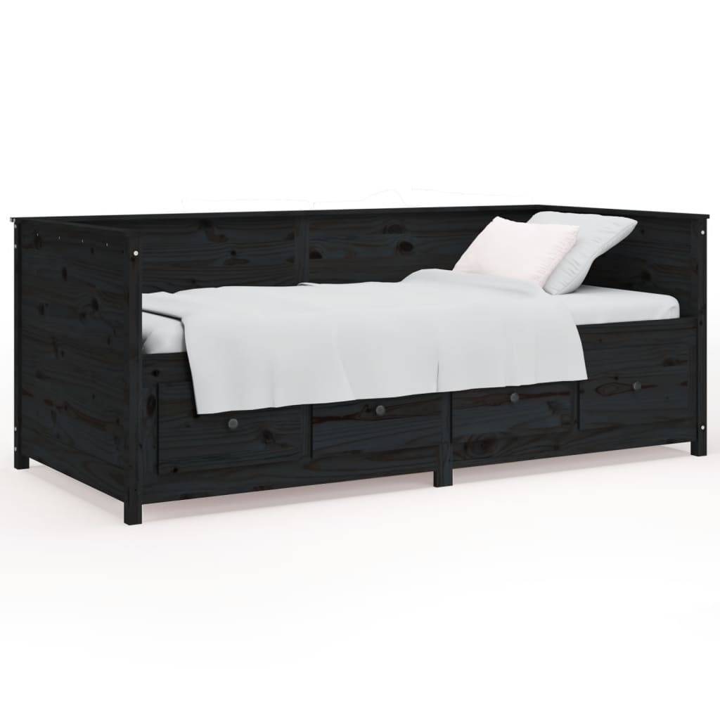 daybed 75x190 cm massivt fyrretræ sort