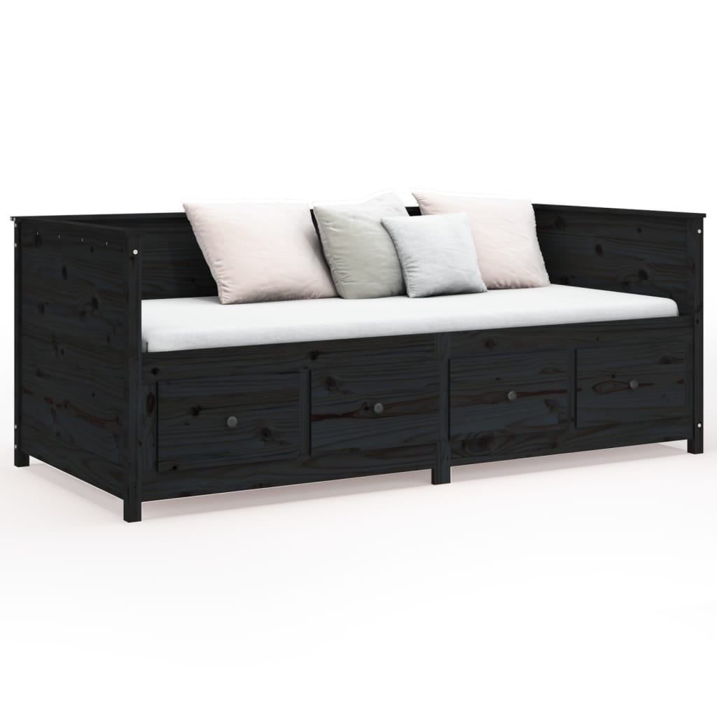 daybed 75x190 cm massivt fyrretræ sort