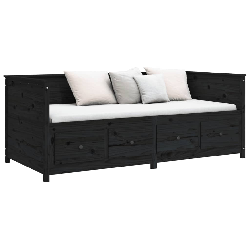 daybed 75x190 cm massivt fyrretræ sort