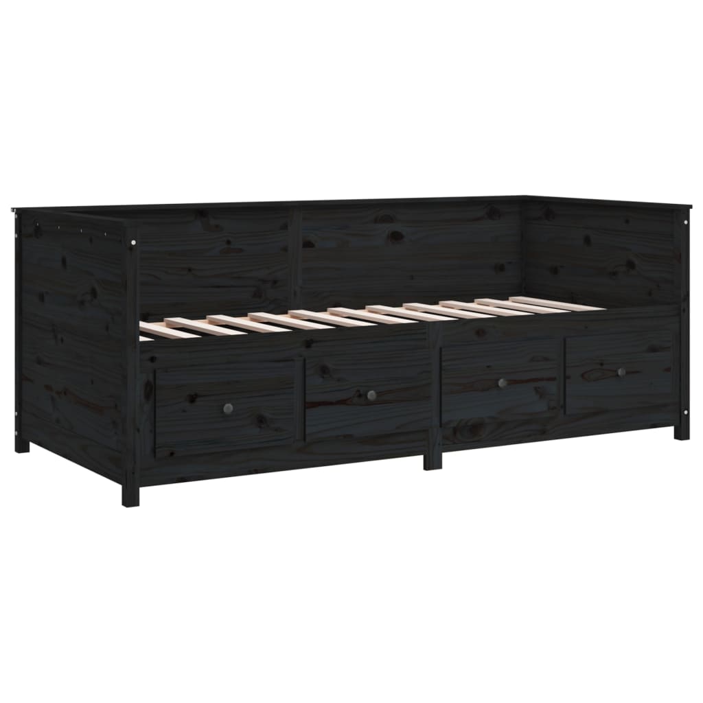 daybed 75x190 cm massivt fyrretræ sort