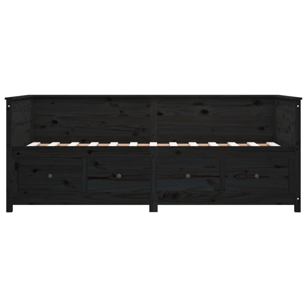 daybed 75x190 cm massivt fyrretræ sort