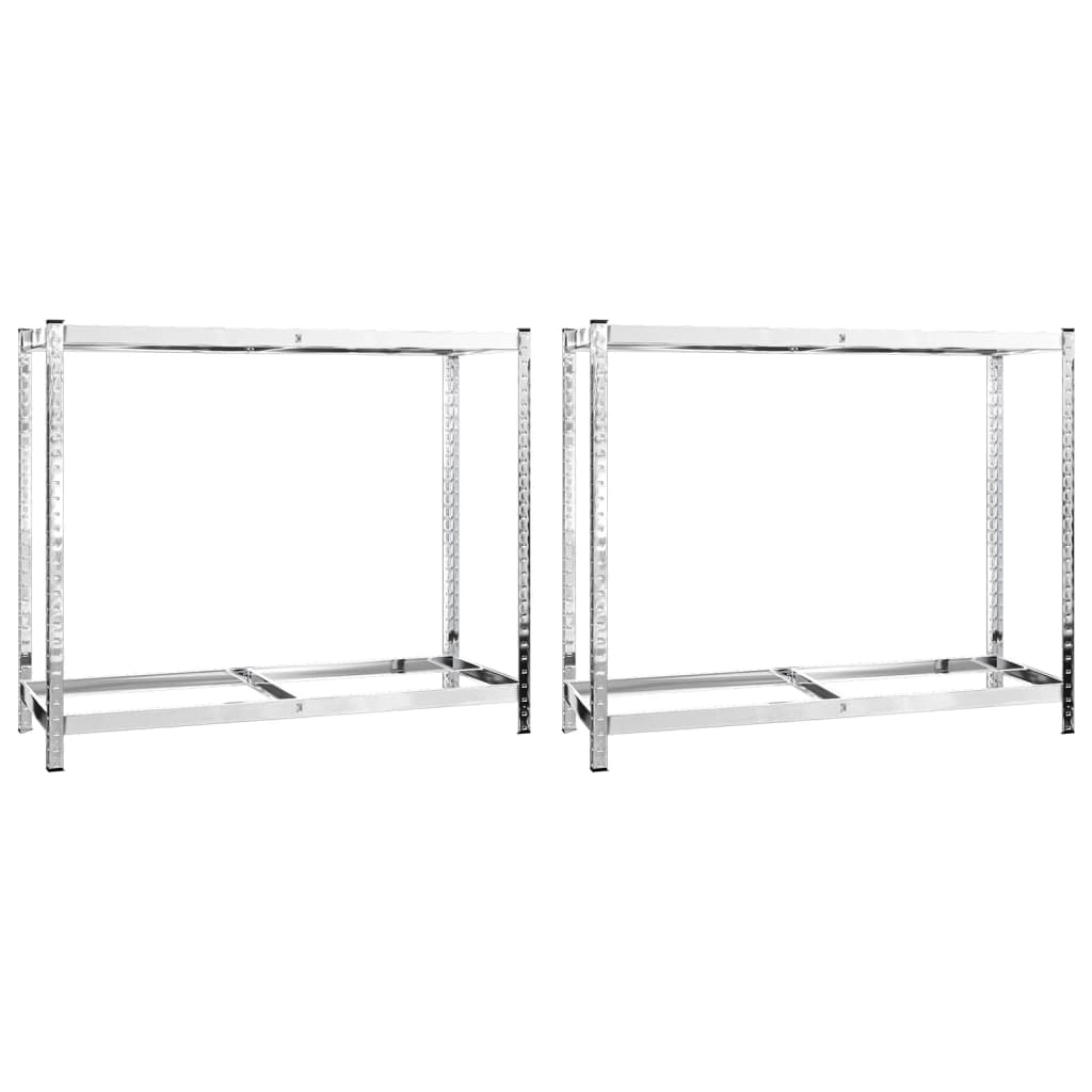 dækreoler 2 stk. med 2 hylder 110x40x110 cm stål sølvfarvet