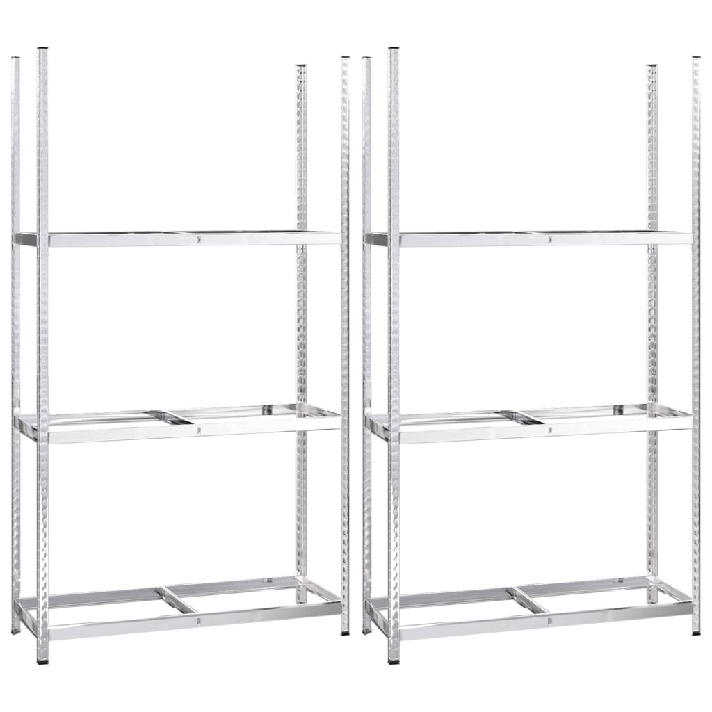 dækreoler 2 stk. med 3 hylder 110x40x200 cm stål sølvfarvet