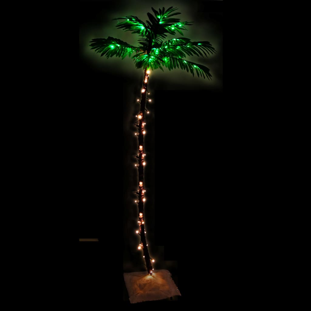 LED-palmetræ 180 cm 96 LED'er varmt hvidt lys hvid
