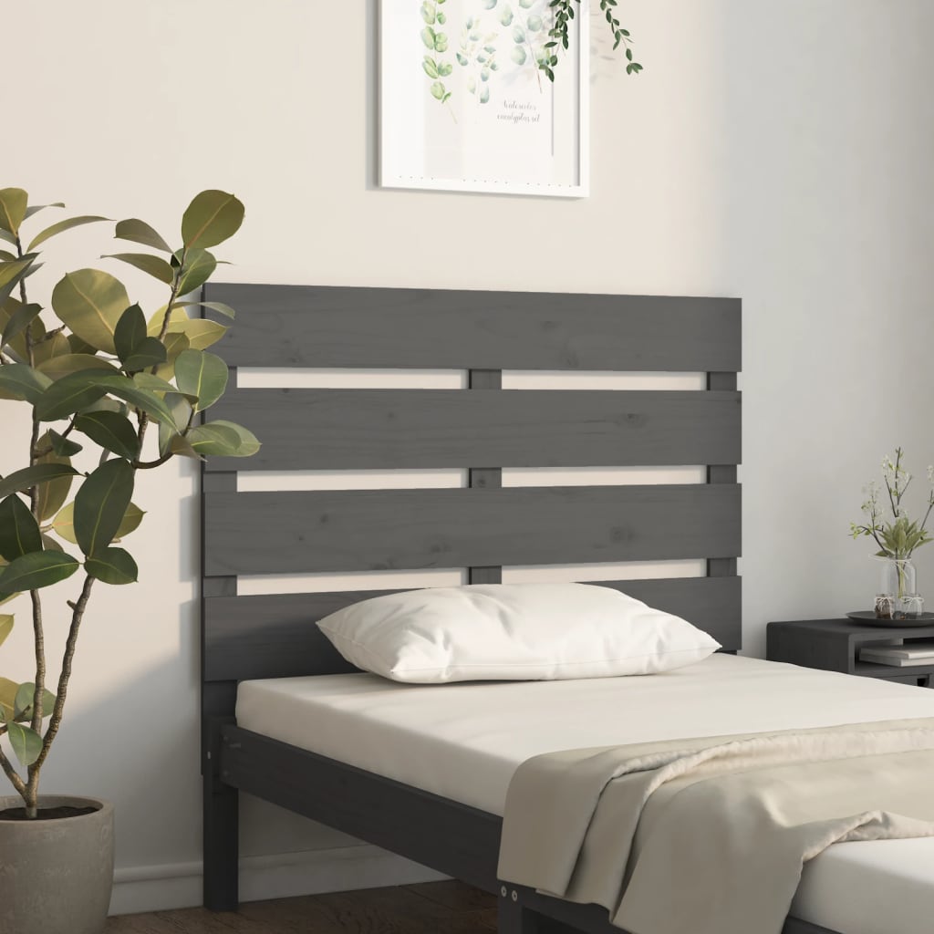 sengegærde 100x3x80 cm massivt fyrretræ grå