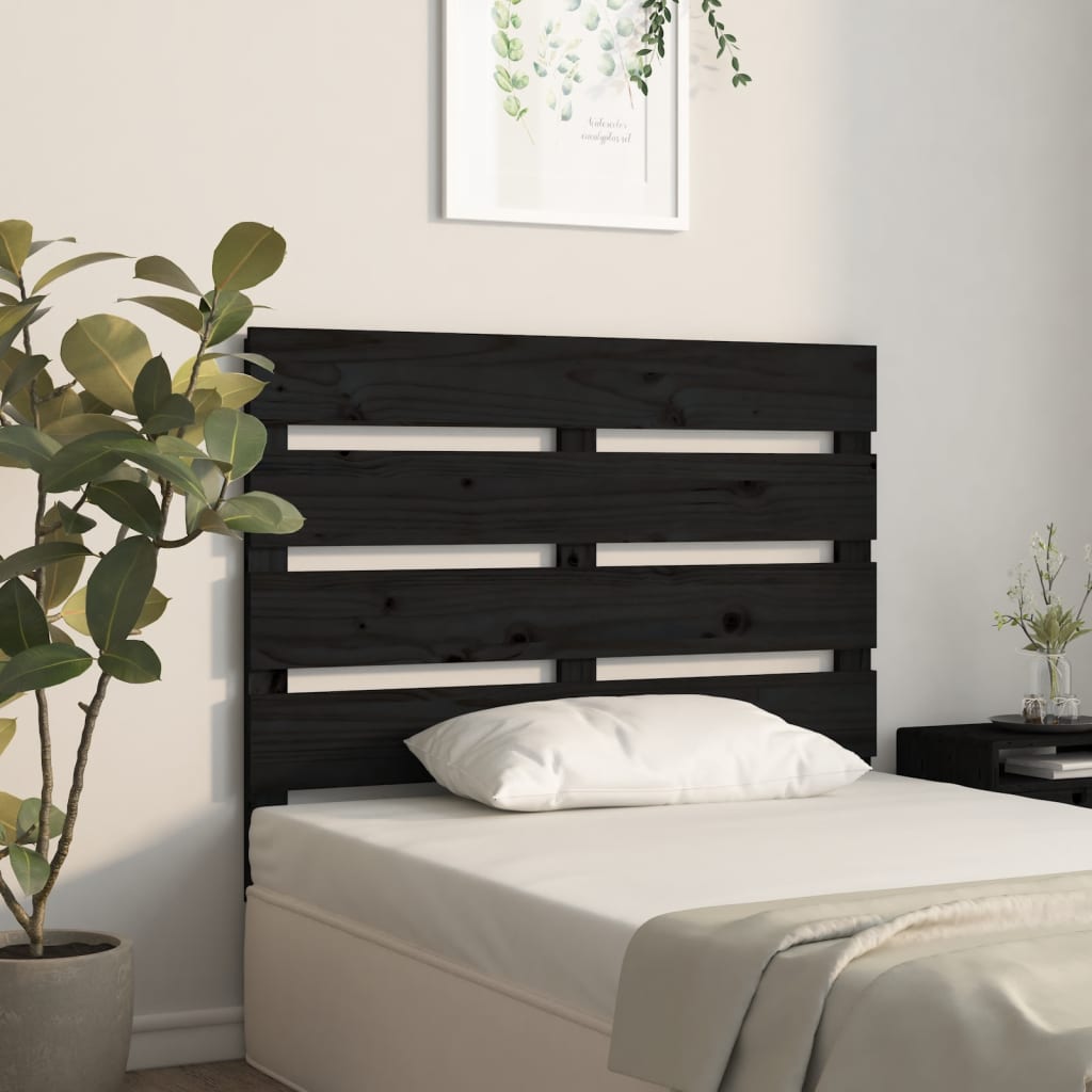 sengegærde 100x3x80 cm massivt fyrretræ sort