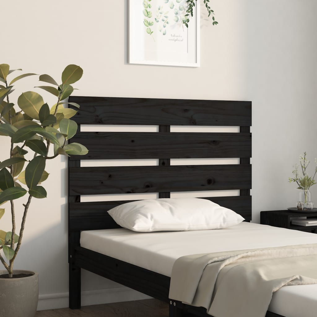 sengegærde 100x3x80 cm massivt fyrretræ sort