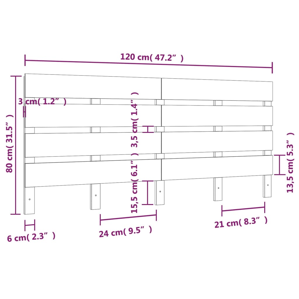 sengegærde 120x3x80 cm massivt fyrretræ hvid