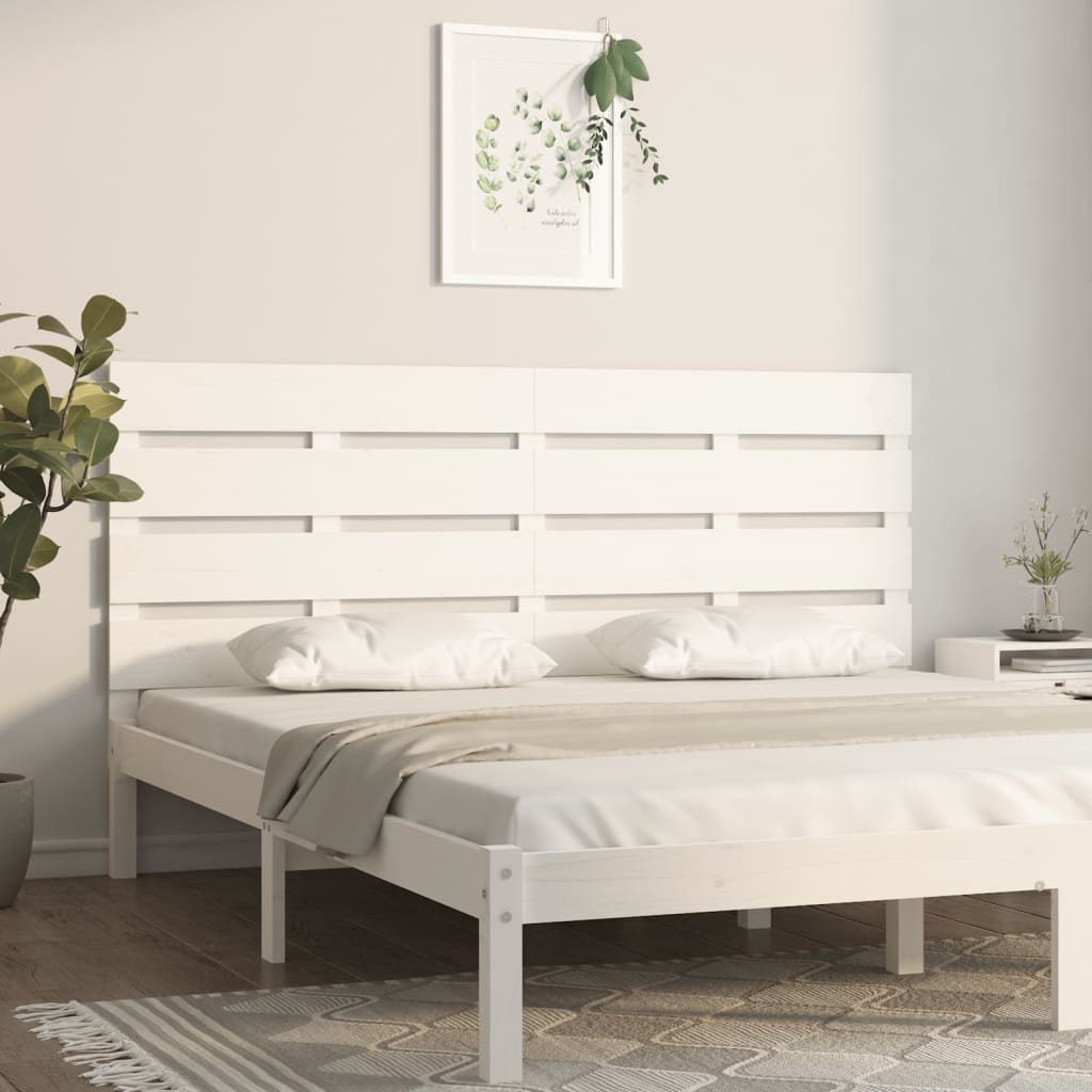 sengegavl 140x3x80 cm massivt fyrretræ hvid