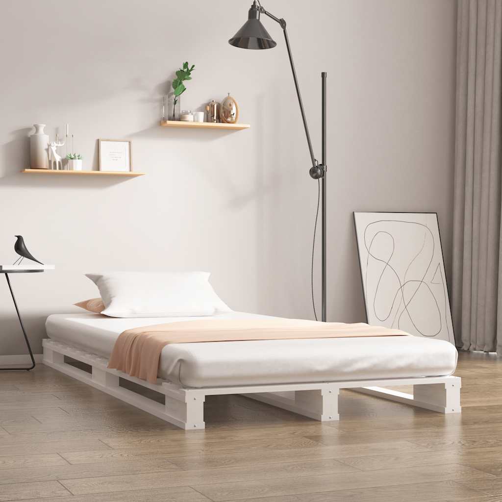 palleseng 100x200 cm massivt fyrretræ hvid