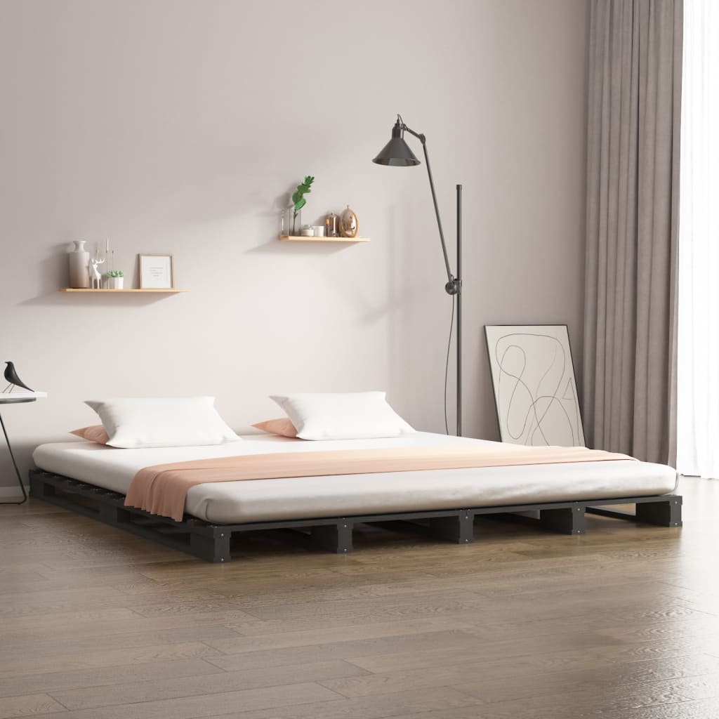 palleseng 120x200 cm massivt fyrretræ grå