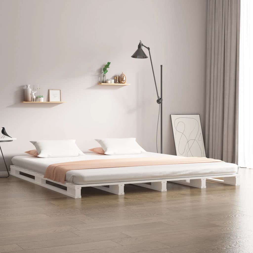 palleseng 160x200 cm massivt fyrretræ hvid