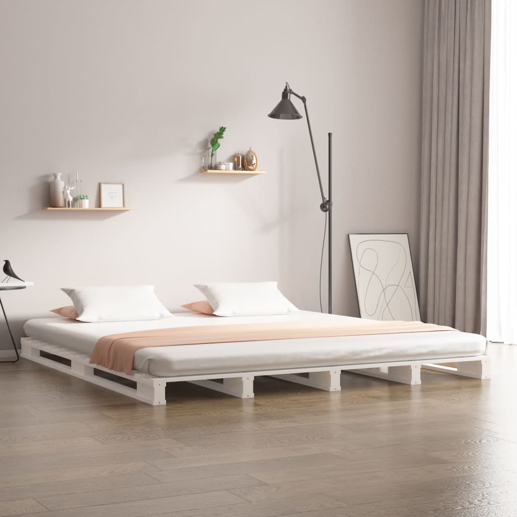 palleseng 200x200 cm massivt fyrretræ hvid