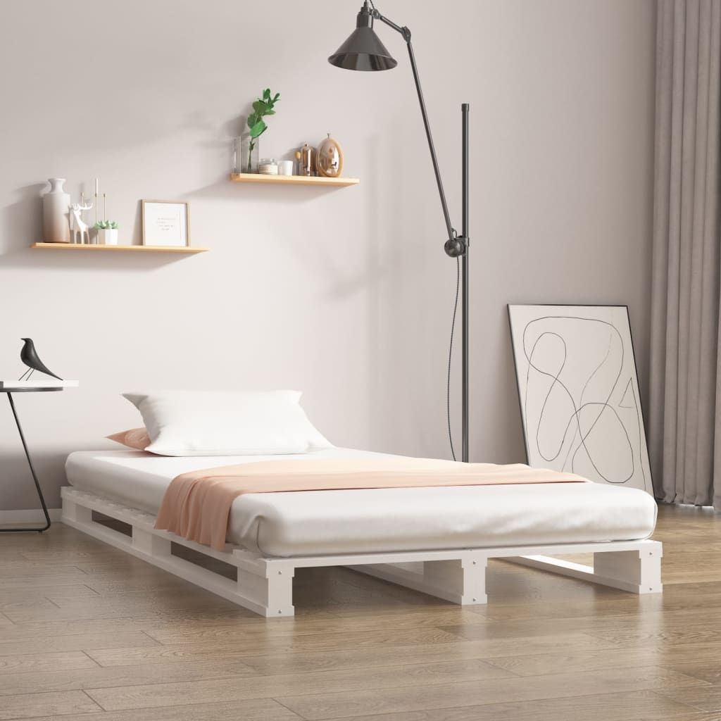 palleseng 75x190 cm Small Single massivt fyrretræ hvid