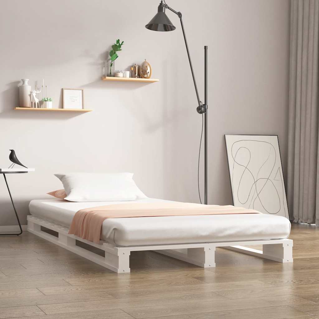 palleseng 90x190 cm Single massivt fyrretræ hvid