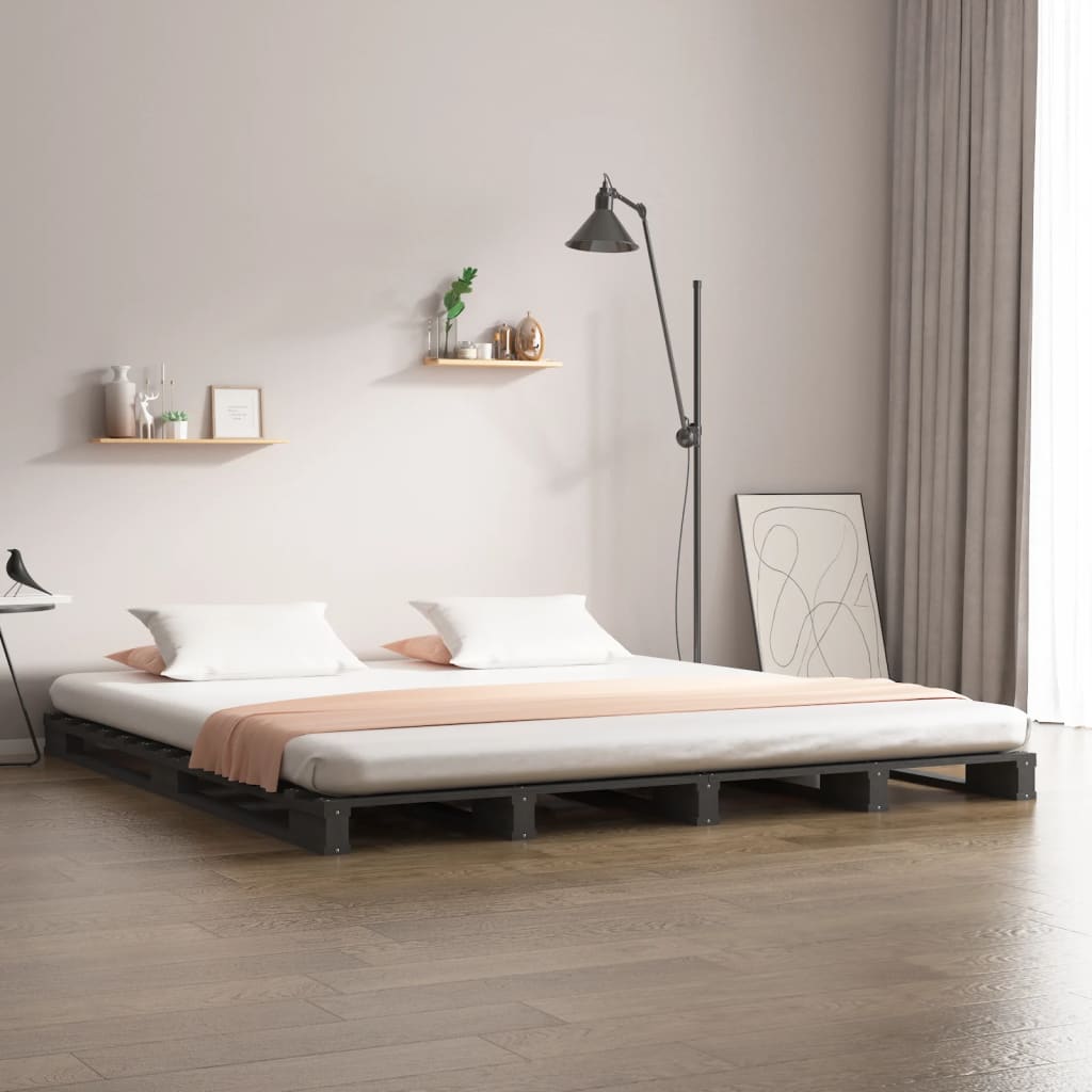 palleseng 120x190 cm Small Double massivt fyrretræ grå