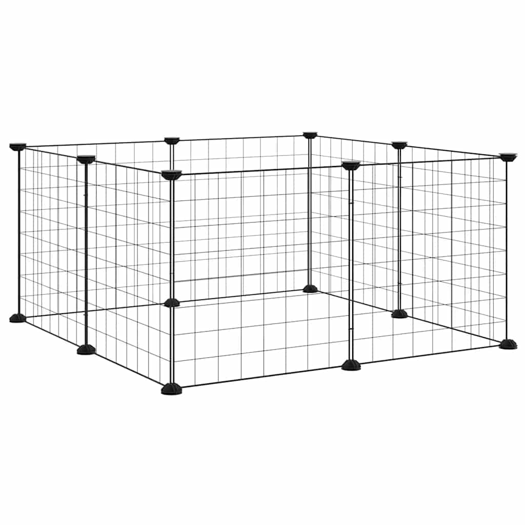 8-panels kæledyrsbur sort 70x70x35 cm stål