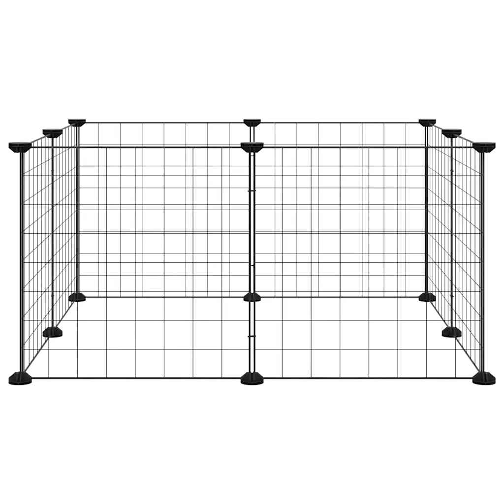 8-panels kæledyrsbur sort 70x70x35 cm stål