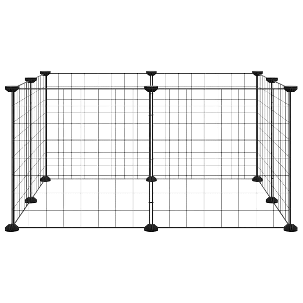 8-panels kæledyrsbur sort 70x70x35 cm stål